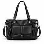 Sac noir à boucles argentées sur fond blanc