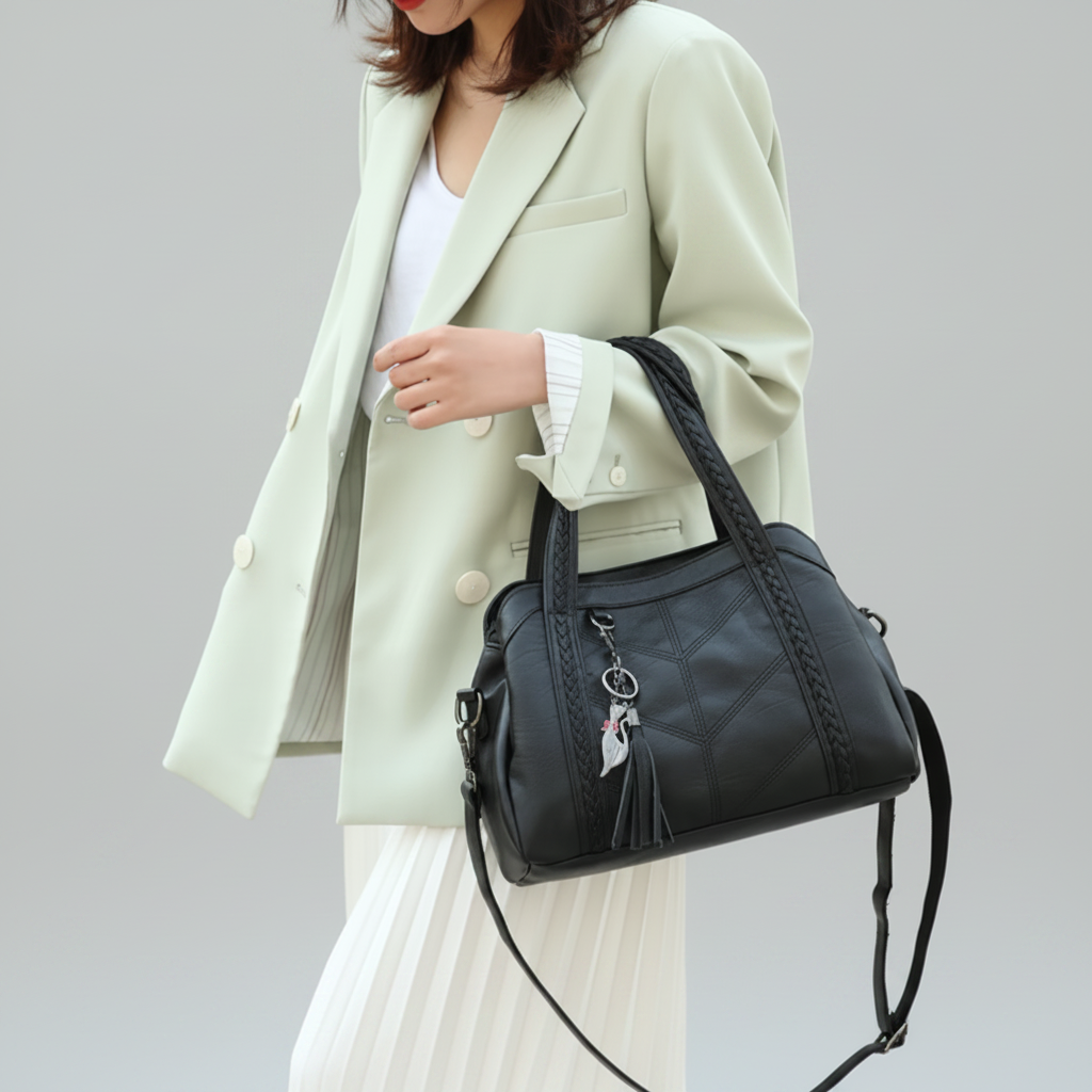 Sac noir modèle - fond gris clair