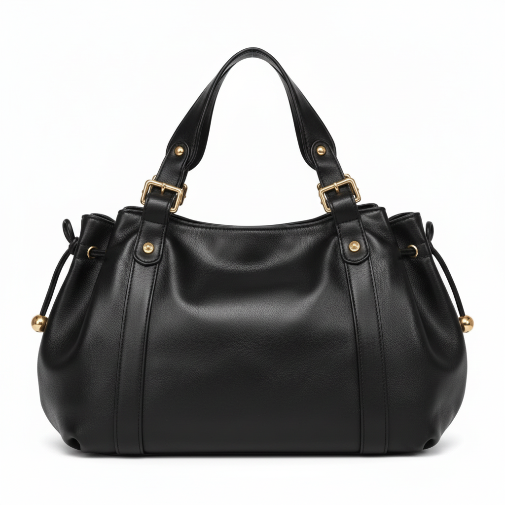 Sac noir net sur fond blanc