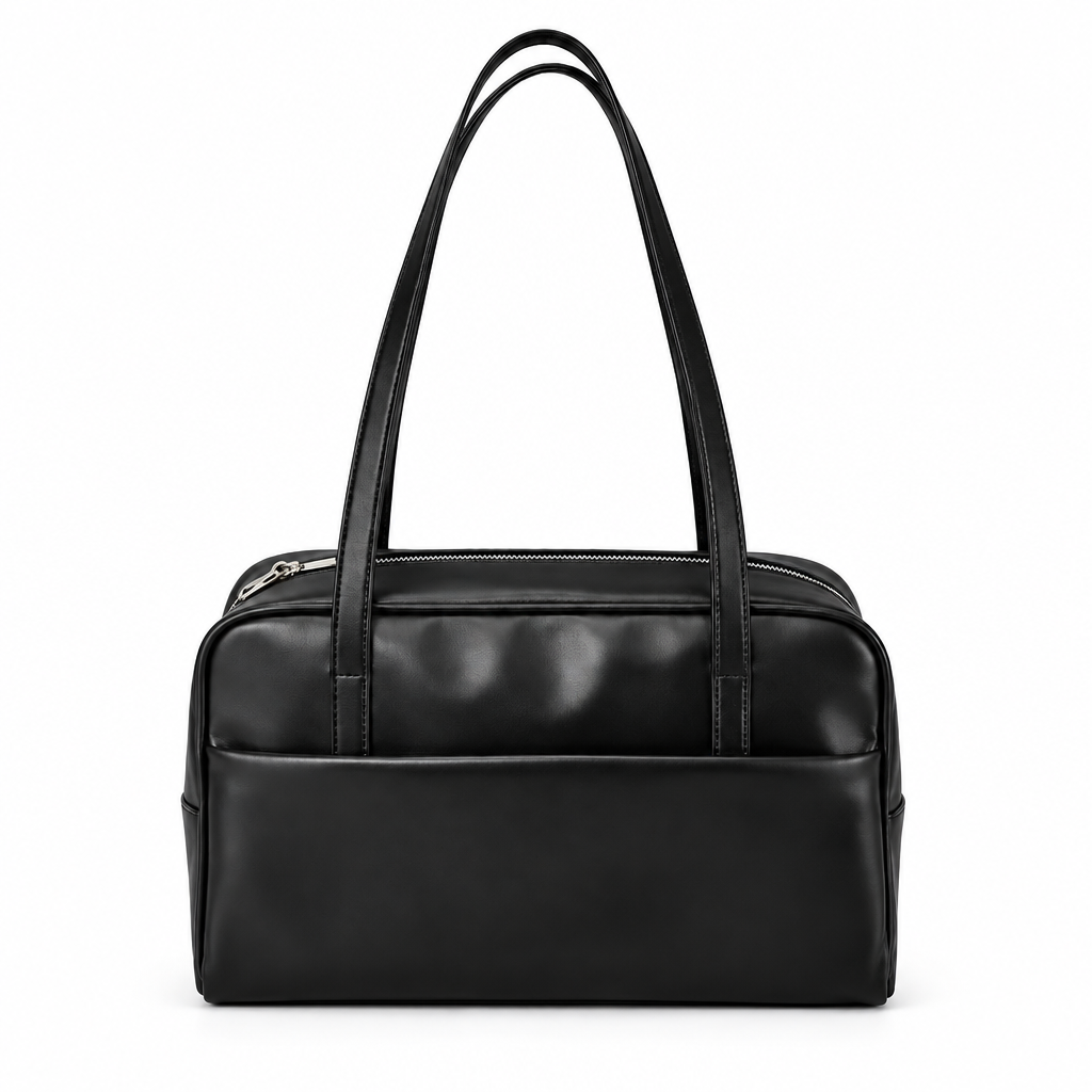 Sac noir sur fond blanc