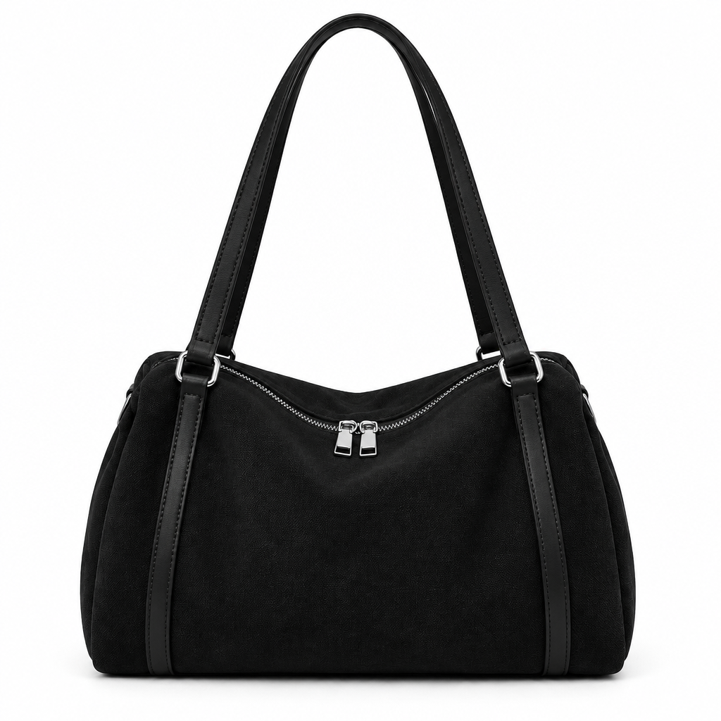 Sac noir sur fond blanc