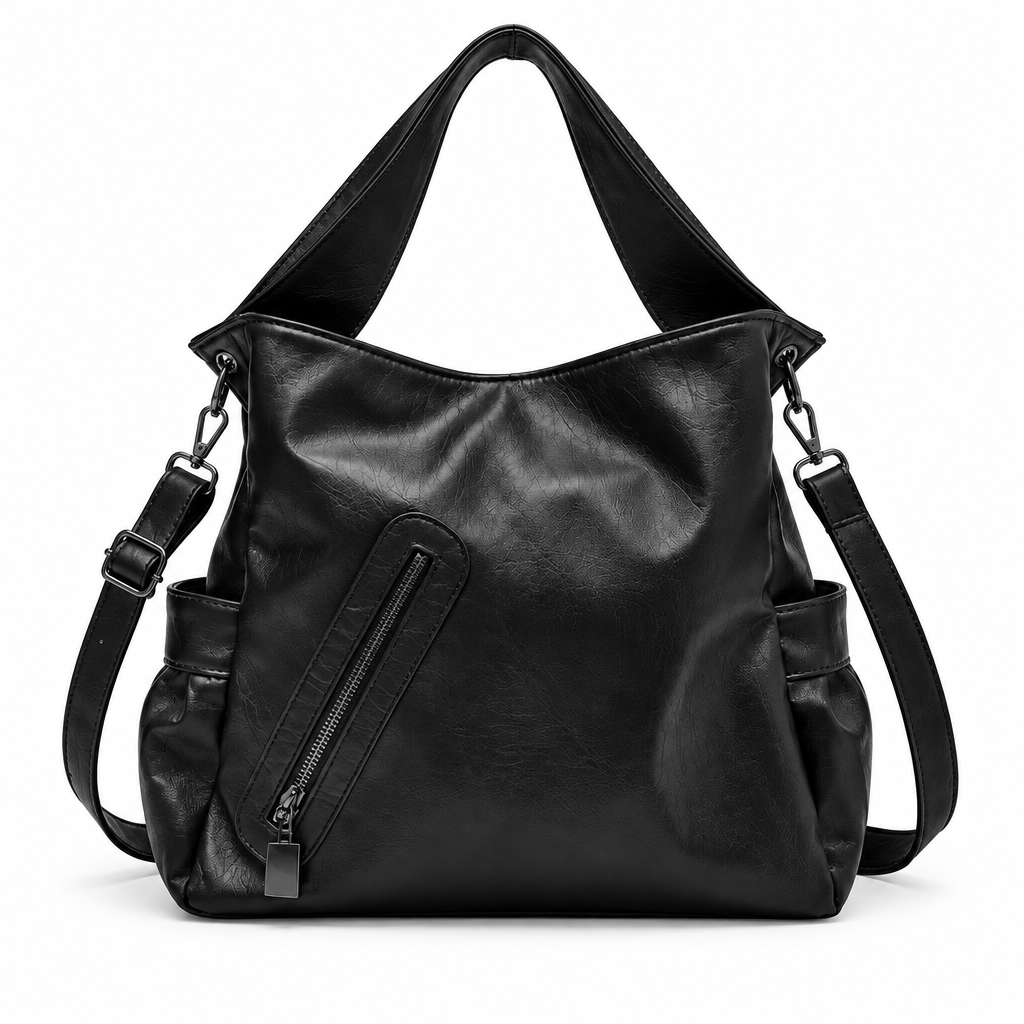 Sac noir sur fond blanc