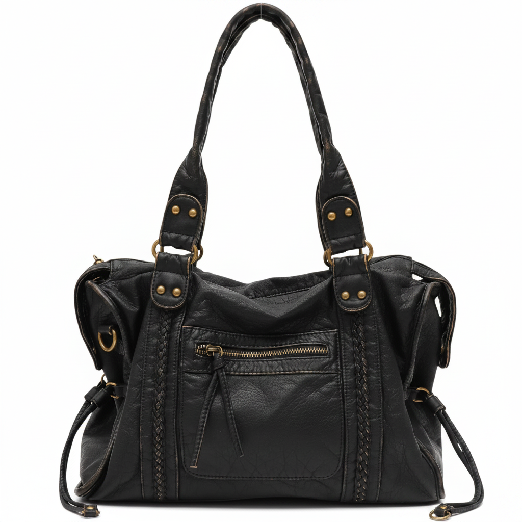 Sac noir vintage fond blanc