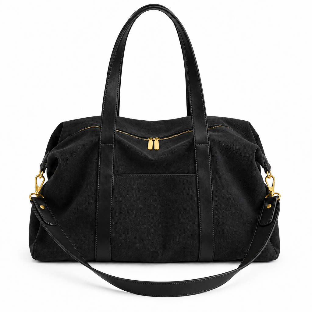 Sac Tina en noir, anses noires, fond blanc
