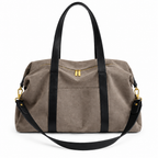 Sac Tina en taupe, anses noires, fond blanc