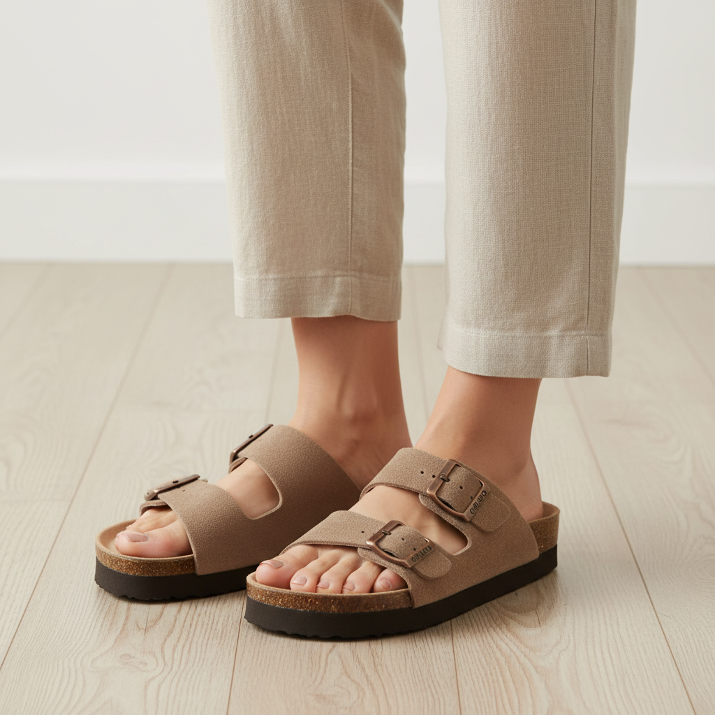 Sandales taupe zoom porté