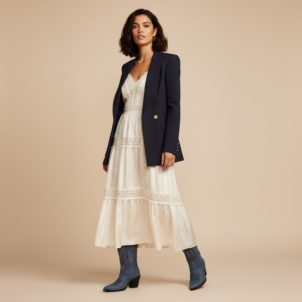 Santiags bleu foncé - Look 7