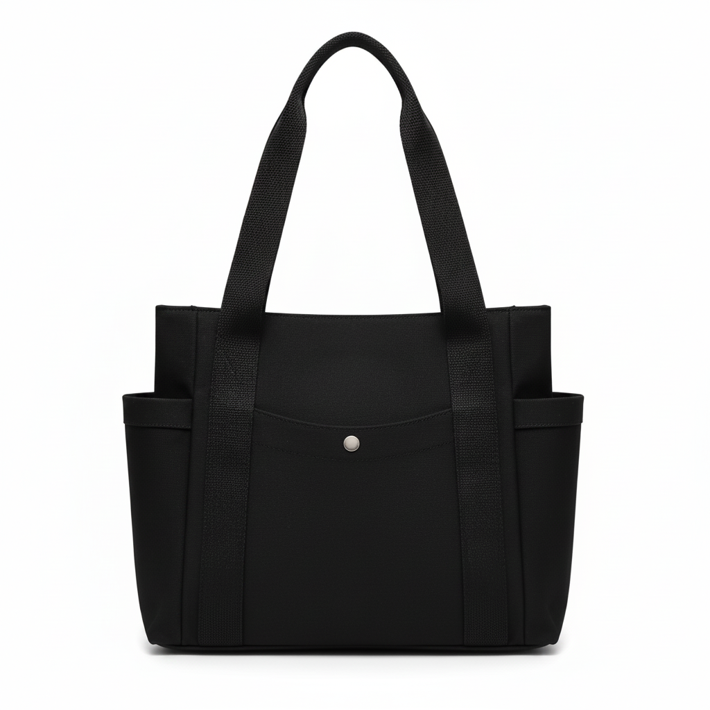 Tote Canvas Noir - Fond Gris Clair