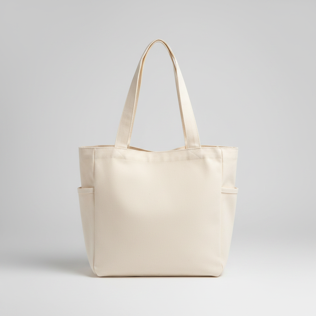 Tote Crème - Même image - Net - Fond Gris Clair