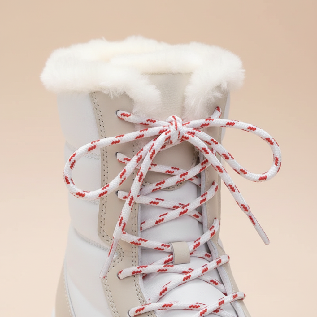 Zoom bottes beiges - Fourrure et lacets